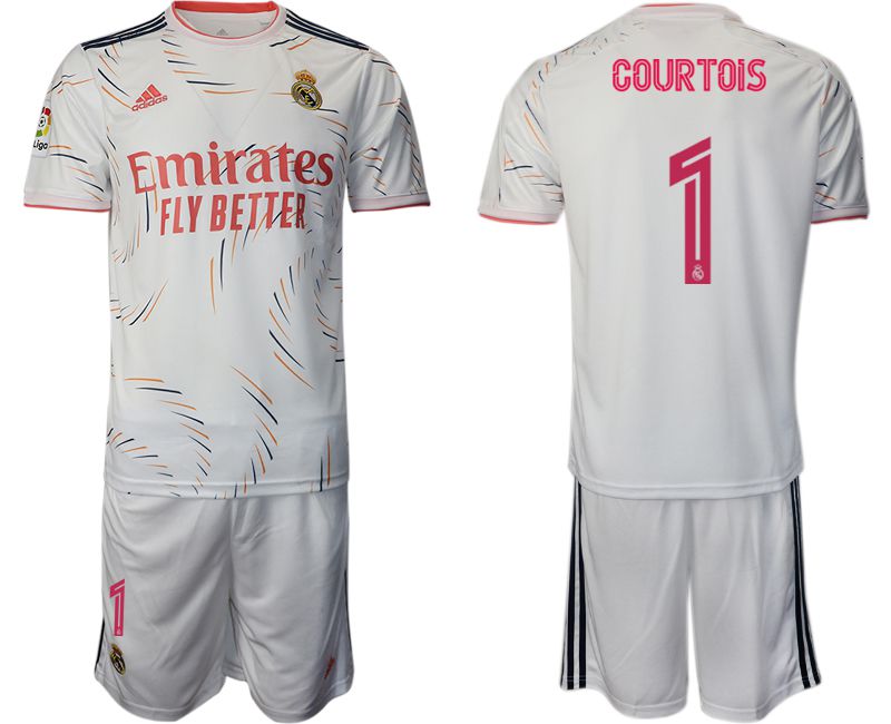Men 2021-2022 Club Real Madrid home white #1 Adidas Soccer Jerseys